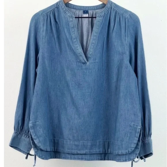 OLD NAVY Puff Sleeve Jeans Denim Blouse Top Boho style Size XXL - Picture 3 of 12